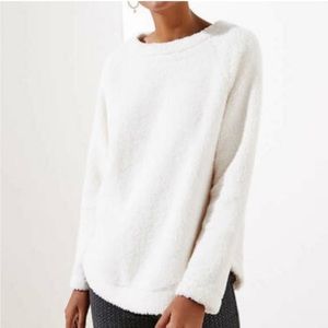 Ann Taylor Loft Ivory Cozy Sherpa Fleece Pullover Sweatshirt